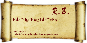 Rády Boglárka névjegykártya